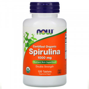 Now Foods Certified Organic Spirulina 1000 мг 120 таблеток