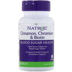 Комплекс для поддержания уровня сахара Natrol Cinnamon Chromium Biotin 60 таблеток