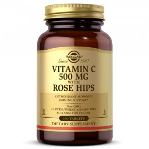 Витамин C + шиповник Solgar Vitamin C 500 мг with Rose Hips 100 таблеток