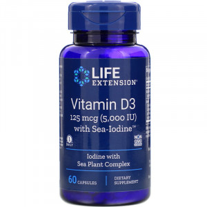 Life Extension Vitamin D3 with Sea-Iodine 125 мкг 5000 IU 60 капсул