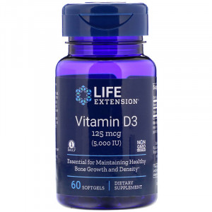 Life Extension Vitamin D3 125 мкг 5000 IU Softgels 60 капсул