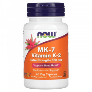 Витамин K2 Now Foods MK-7 Vitamin K-2 300 мкг 60 капсул