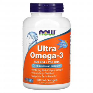 Омега 3 Now Foods Ultra Omega-3 500 EPA/250 DHA Fish Softgels 180 капсул