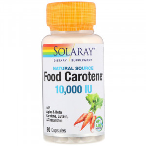 Бета-каротин Solaray Food Carotene 10000 IU 30 капсул