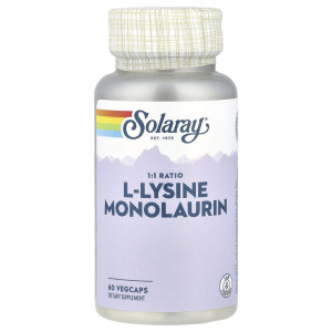 L-лизин и монолаурин Solaray L-Lysine Monolaurin 1:1 Ratio 60 капсул