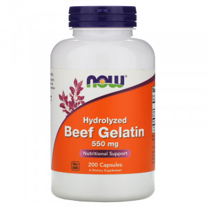 Now Foods Hydrolyzed Beef Gelatin 550 мг 200 капсул