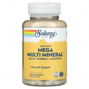 Минеральный комплекс без железа Solaray Mega Multi Mineral Iron-Free 100 капсул
