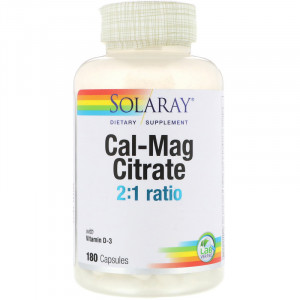 Solaray Cal-Mag Citrate 2:1 Ratio with Vitamin D-3 180 капсул
