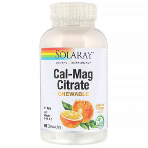 Кальций и магний цитрат Solaray Cal-Mag Citrate Chewables 90 таблеток