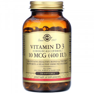 Solgar Vitamin D3 10 мкг 400 IU Softgels 250 капсул