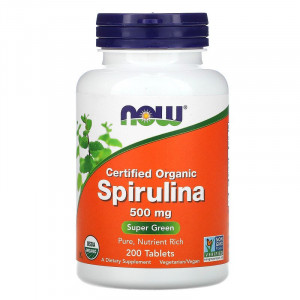 Now Foods Certified Organic Spirulina 500 мг 200 таблеток
