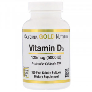 Витамин D3 California Gold Nutrition Vitamin D3 5000 IU 360 капсул