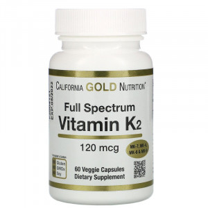 Витамин К California Gold Nutrition Full Spectrum Vitamin K 120 мкг 60 капсул