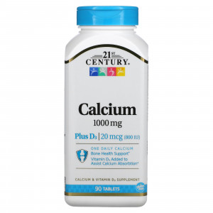 Кальций и витамин D3 21st Century Calcium Plus D3 1000 мг 90 таблеток