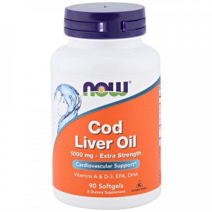 Жир из печени трески Now Foods Cod Liver Oil 1000 мг Softgels 90 капсул