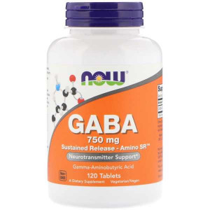 ГАБА Now Foods GABA 750 мг Tablets 120 таблеток
