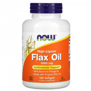 Льняное масло Now Foods High Lignan Flax Oil 1000 мг Softgels 120 капсул