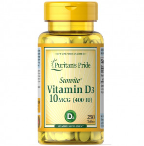 Витамин D3 Puritan's Pride Vitamin D3 400 IU 250 таблеток