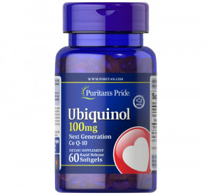 Убихинол Puritan's Pride Ubiquinol 100 мг Softgels 60 капсул