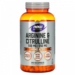 Аргинин и цитруллин Now Foods Arginine 500 Citrulline 250 240 капсул