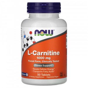 L-карнитин тартрат Now Foods L-Carnitine 1000 мг 50 таблеток
