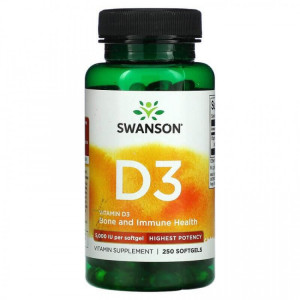 Витамин D3 Swanson Vitamin D3 5000 IU 250 капсул