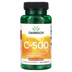 Витамин C + шиповник Swanson Vitamin C with Rose Hips 500 мг 100 капсул