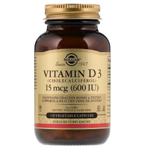 Витамин D3 Solgar Vitamin D3 Cholecalciferol 15 мкг 600 IU 120 капсул