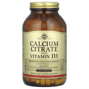 Кальций цитрат с витамином D3 Solgar Calcium Citrate with Vitamin D3 240 таблеток