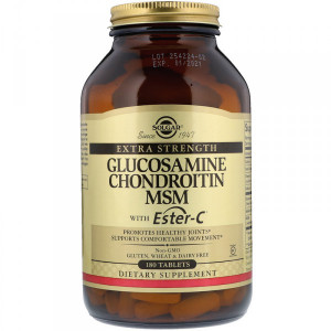 Глюкозамин, хондроитин и МСМ Solgar Glucosamine Chondroitin MSM Ester-C 180 таблеток