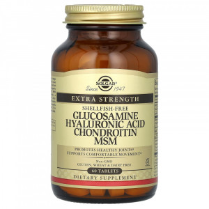 Глюкозамин, ГК, хондроитин, МСМ Solgar Glucosamine Hyaluronic Acid Chondroitin MSM 60 таблеток
