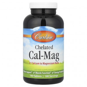 Кальций и магний хелат Carlson Labs Chelated Cal-Mag 180 таблеток