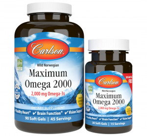Омега 3 Carlson Labs Maximum Omega 2000 Softgels 90 + 30 капсул