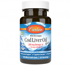Жир из печени трески Carlson Labs Cod Liver Oil Minis Softgels 100 капсул