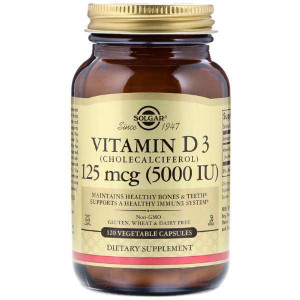 Витамин D3 Solgar Vitamin D3 125 мкг 5000 IU 120 капсул