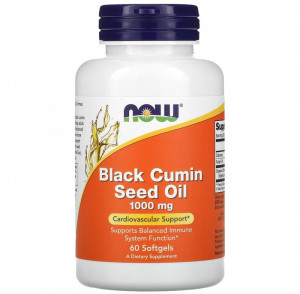 Масло семян черного тмина Now Foods Black Cumin Seed Oil 1000 мг Softgels 60 капсул