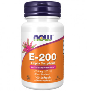 Витамин E Now Foods E-200 D-Alpha Tocopheryl Softgels 100 капсул