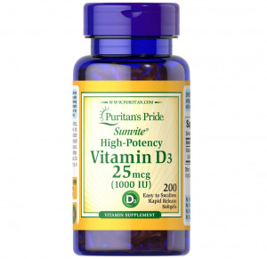 Витамин D3 Puritan's Pride Vitamin D3 1000 IU Softgels 200 капсул