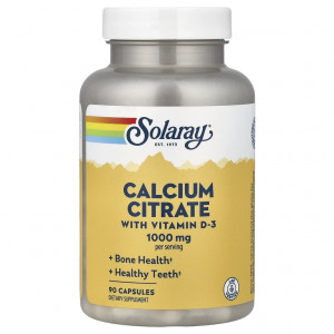 Кальций цитрат с витамином D3 Solaray Calcium Citrate 1000 мг Vitamin D3 90 капсул
