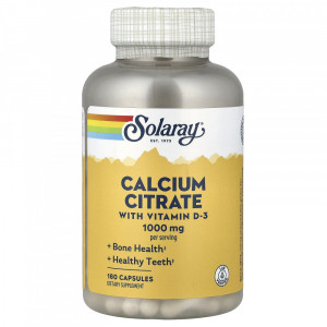 Кальций цитрат с витамином D3 Solaray Calcium Citrate 1000 мг Vitamin D3 180 капсул
