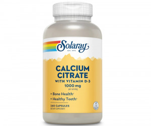 Кальций цитрат с витамином D3 Solaray Calcium Citrate 1000 мг Vitamin D3 240 капсул