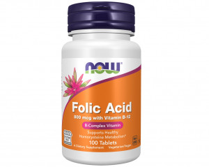 Фолиевая кислота Now Foods Folic Acid 800 мкг with Vitamin B-12 100 таблеток