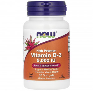 Витамин D3 Now Foods Vitamin D-3 5.000 IU Softgels 30 капсул