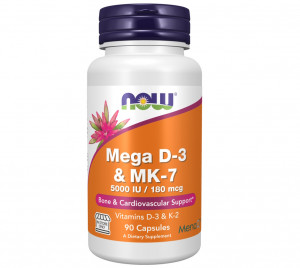 Витамины D3 и K2 Now Foods Mega D-3 MK-7 90 капсул