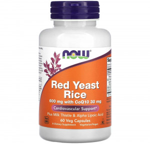 Красный дрожжевой рис Now Foods Red Yeast Rice 600 мг with CoQ10 30 мг 60 капсул