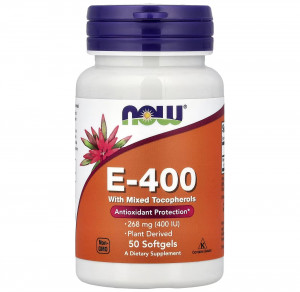 Витамин E Now Foods E-400 with Mixed Tocopherols Softgels 50 капсул