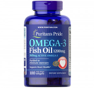 Омега 3 Puritan’s Pride Omega-3 Fish Oil 1200 мг (360 мг Active Omega-3) 100 капсул