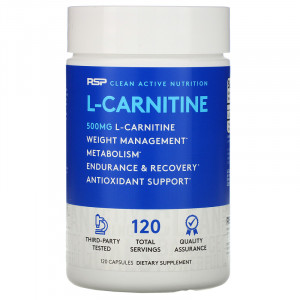L-карнитин тартрат RSP Nutrition L-Carnitine 500 мг 120 капсул