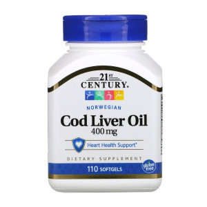 Жир из печени трески 21st Century Norwegian Cod Liver Oil 400 мг Softgels 110 капсул