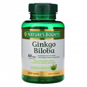Nature's Bounty Ginkgo Biloba 60 мг 200 капсул